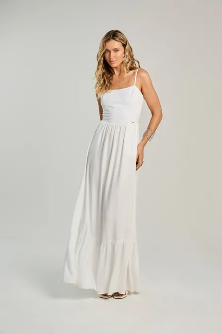Vestido Longo Listrado Feminino Manga Longa Osmoze
